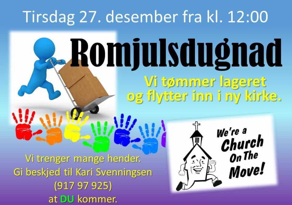 Vi flytter inn i ny kirke. Bli med på flyttedugnad!