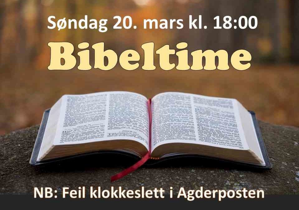 Bibeltime 20. mars kl. 18:00